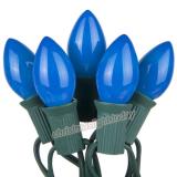 Premium 25 C7 Opaque Blue Christmas Lights,Green Wire,Item Code:25C7OBLG