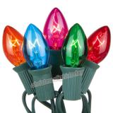 Premium  25 C9 Transparent Multicolor Christmas Lights,Green Wire,Item Code:25C9TMUG