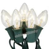 Premium  25 C9 Clear White  Christmas Lights,Green Wire,Item Code:25C9CWGN