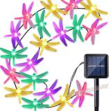 Multicolor 16ft 20 LED 8 Modes Dragonfly Solar String Lights, Waterproof Fairy Lighting Indoor/Outdoor Landscape Decoration for Garden, Patio, Wedding, Party and Christmas,Item Code:20DRMUSO