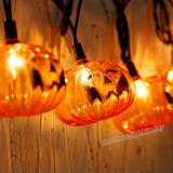 10 Bulbs Jack-O-Lantern Pumpkin Decoration String Lights for Home Garden Patio Party Wedding Indoor Outdoor Hanging Decoration, Green Wire,Item Code:10MIPKGN