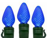 C7 LED Blue Christmas Lights with Faceted , Spacing 8