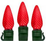 C9 LED Red Christmas Lights with Faceted , Spacing8