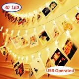 40LED Photo Clips Warm White Fairy String Lights for Bedroom USB Operated Perfect for Hanging Pictures, Cards, Memos,Item Code:40CLWWUS