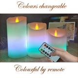 9 colours  3pcs/lot dia 7.5cm Remote Battery Operated LED Candle with Long Lasting Bright Light Flameless LED Candle Set with Hight Quality, Church Home Decor Lighting and Wedding Decoration, Item Code:75CDWWRE